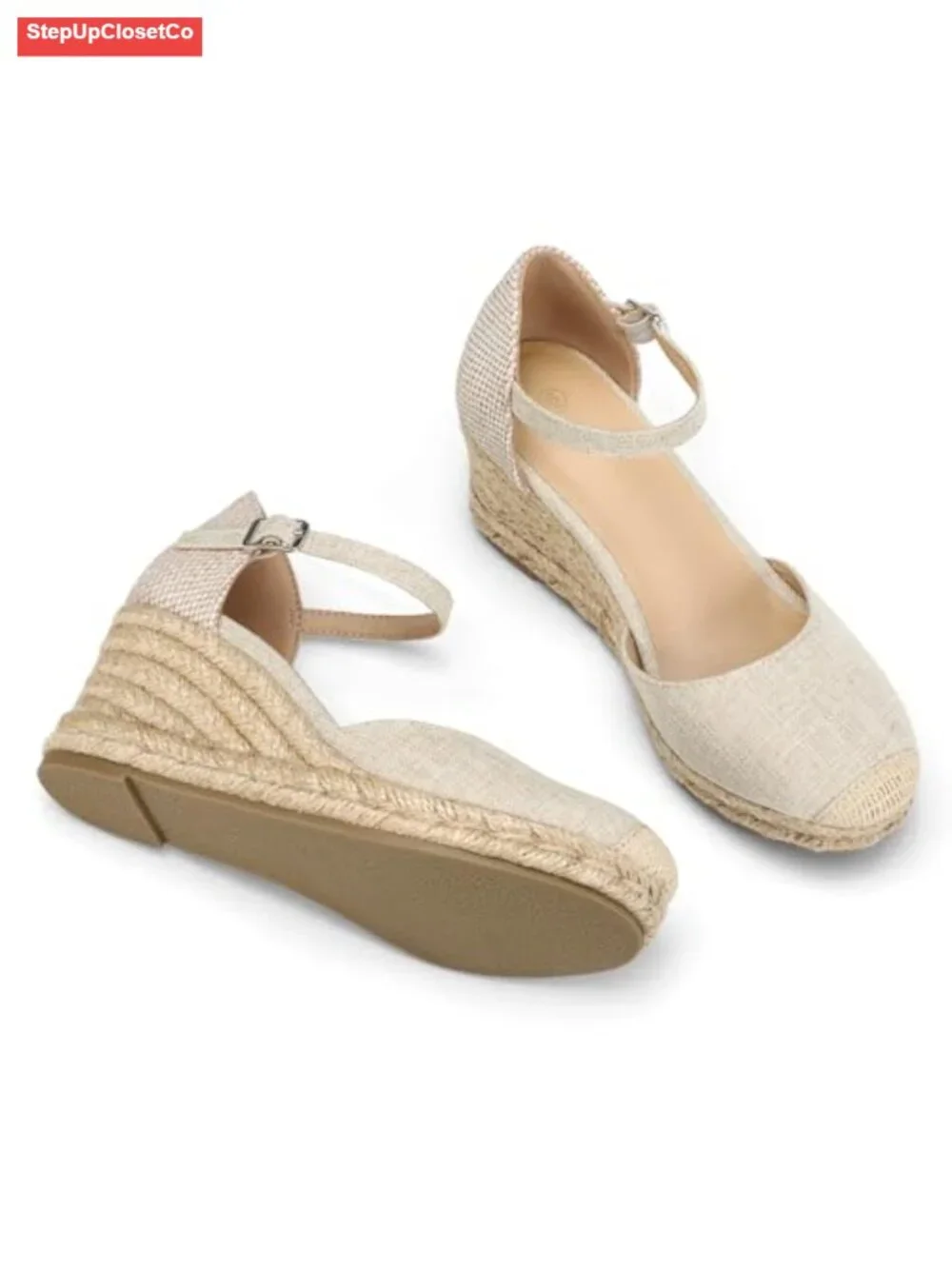 Women's Platform Espadrille Wedge Sandals Closed Toe Buckle Ankle Strap Summer